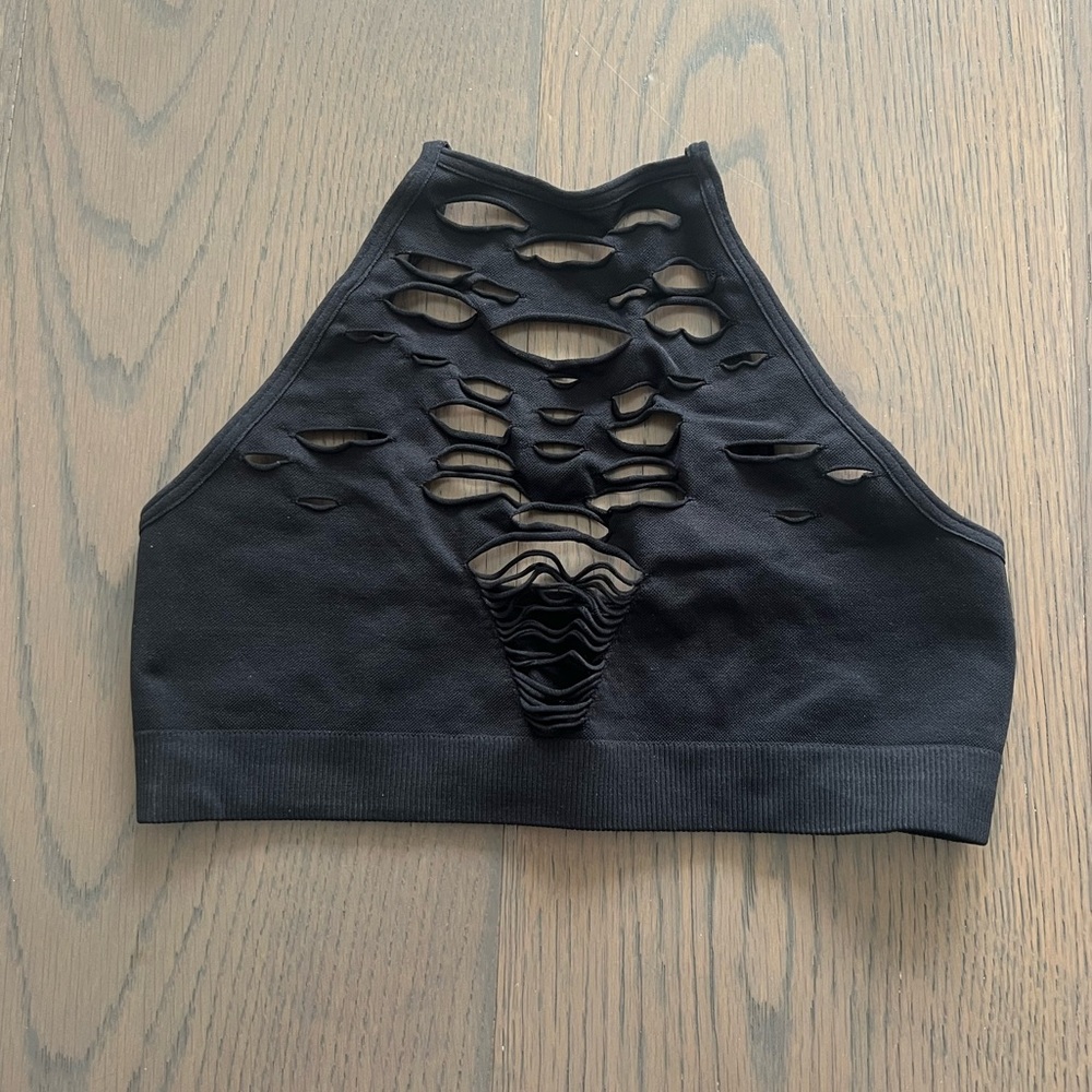 Black Bra Top Out from Under